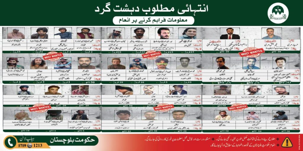 Balochistan Government Announces 39 Most Wanted Persons, Sets Multi-Billion Rupee Bounties