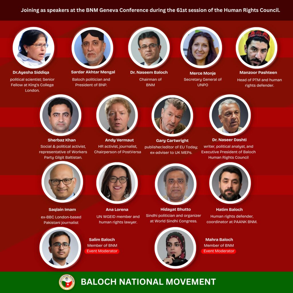 On March 27, the BNM will host its 11th Balochistan International Conference in Geneva