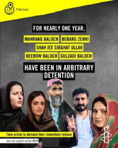 Amnesty International Calls for Release of Baloch Political Prisoners in Quetta