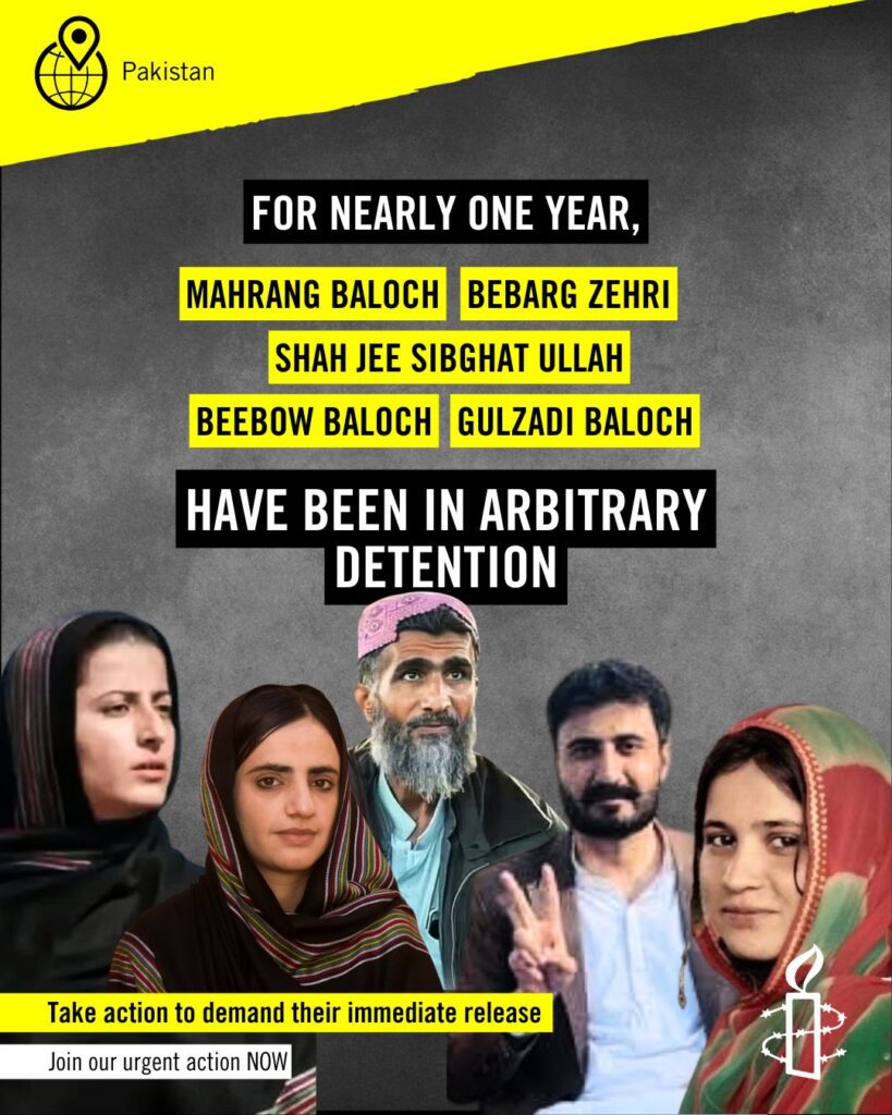Amnesty International Calls for Release of Baloch Political Prisoners in Quetta