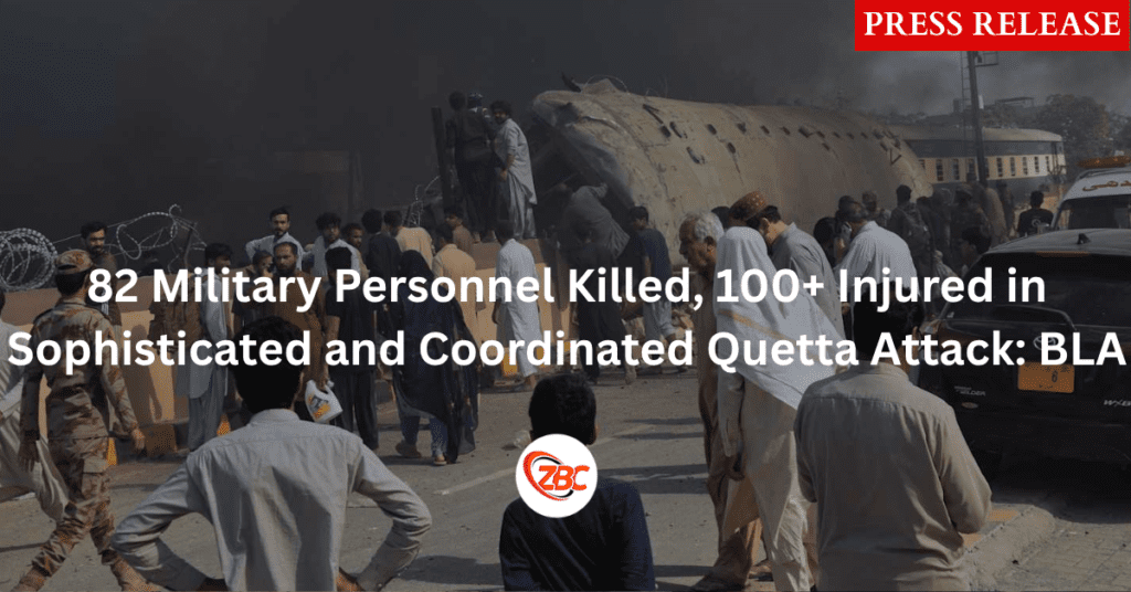 82 Military Personnel Killed, 100+ Injured in Sophisticated and Coordinated Quetta Attack, Says BLA