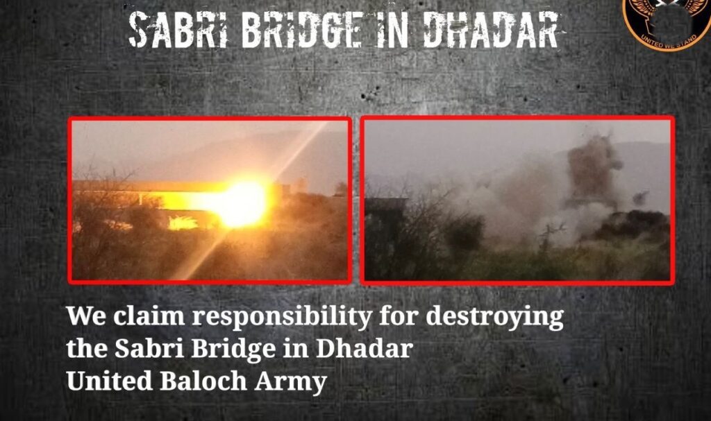 UBA Claims Responsibility for Destroying Sabri Bridge in Dhadar