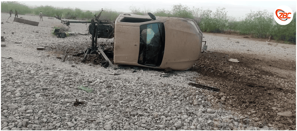 Army destroyed vehicle with logo