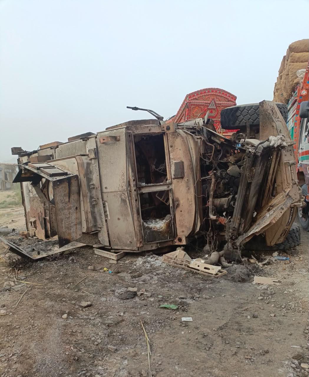 Army vehicles destroyed